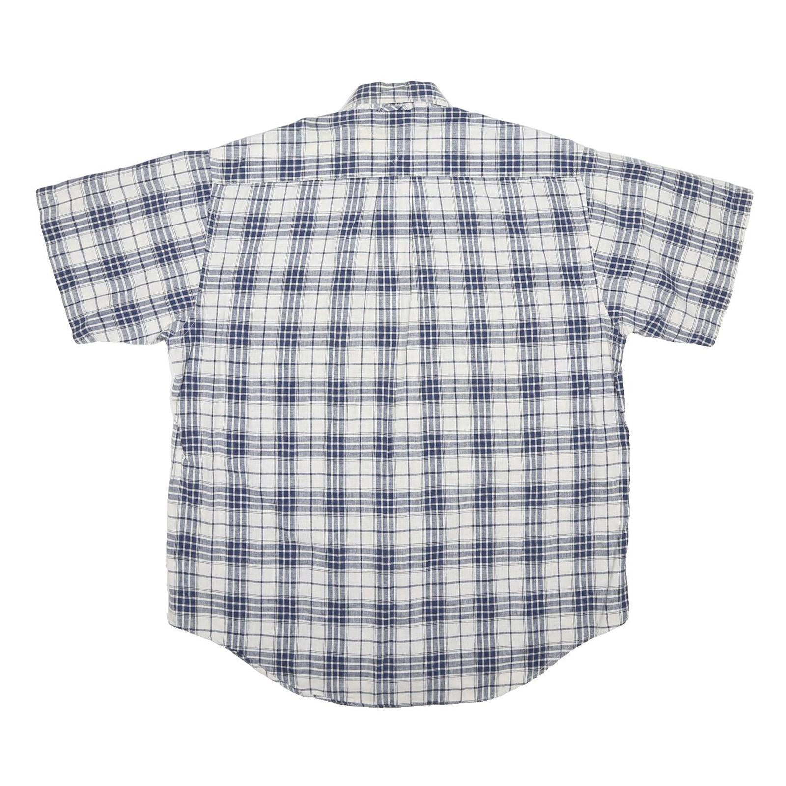 TOMMY HILFIGER Mens Blue & White Check Short Sleeve Shirt M Casual Summer Linen