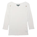 LAUREN RALPH LAUREN Womens White Basics Top 3/4 Sleeve Boat Neck Cotton M