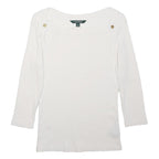 LAUREN RALPH LAUREN Womens White Basics Top 3/4 Sleeve Boat Neck Cotton M