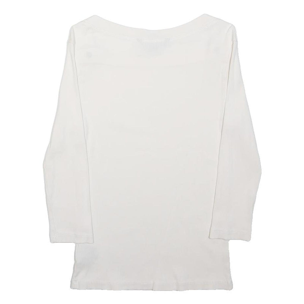 LAUREN RALPH LAUREN Womens White Basics Top 3/4 Sleeve Boat Neck Cotton M