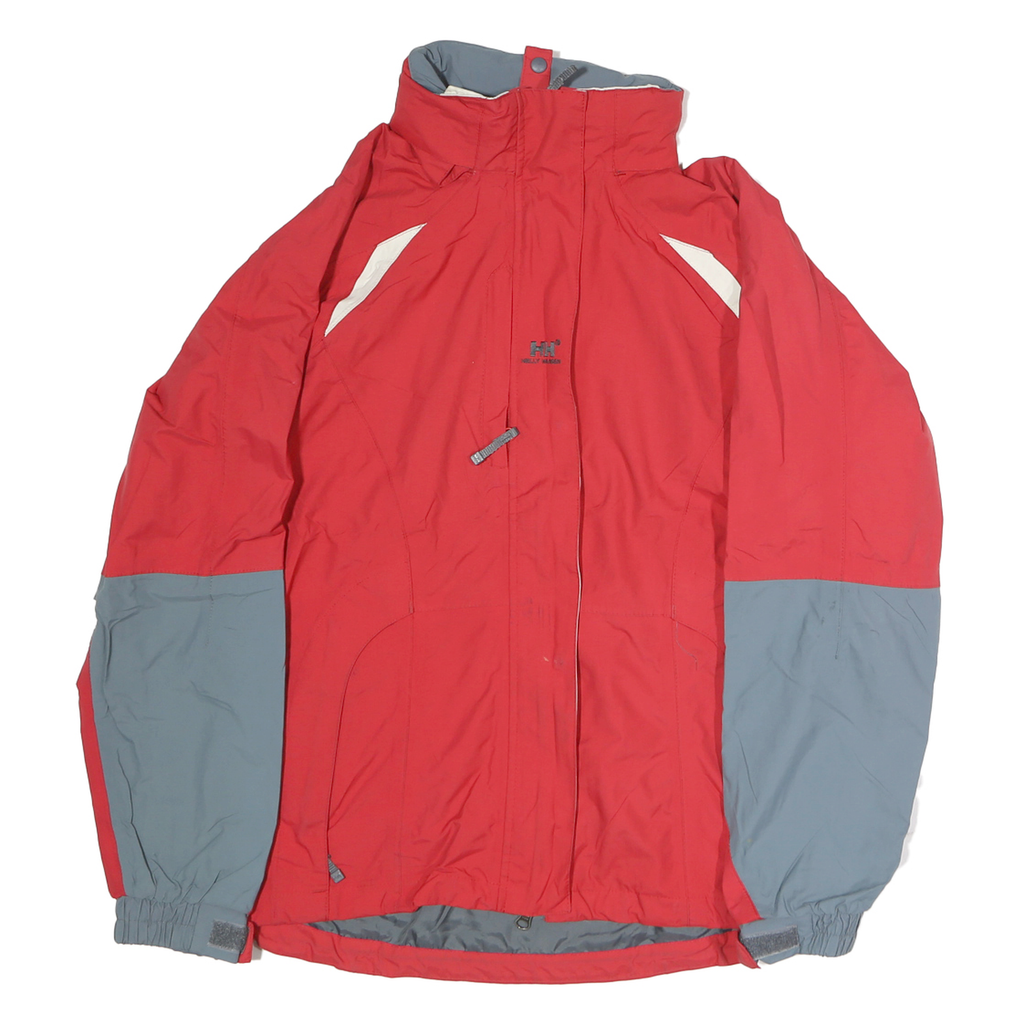 HELLY HANSEN Womens Red & Grey Outdoor Jacket S Polyester Zip Plain Weatherproof