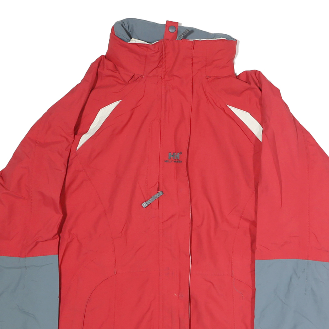 HELLY HANSEN Womens Red & Grey Outdoor Jacket S Polyester Zip Plain Weatherproof