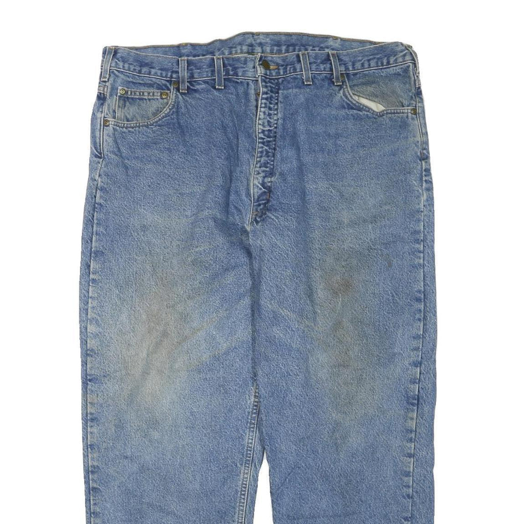 CARHARTT Mens Blue Regular Fit Straight Leg Denim Jeans W44 L30 Zip Closure