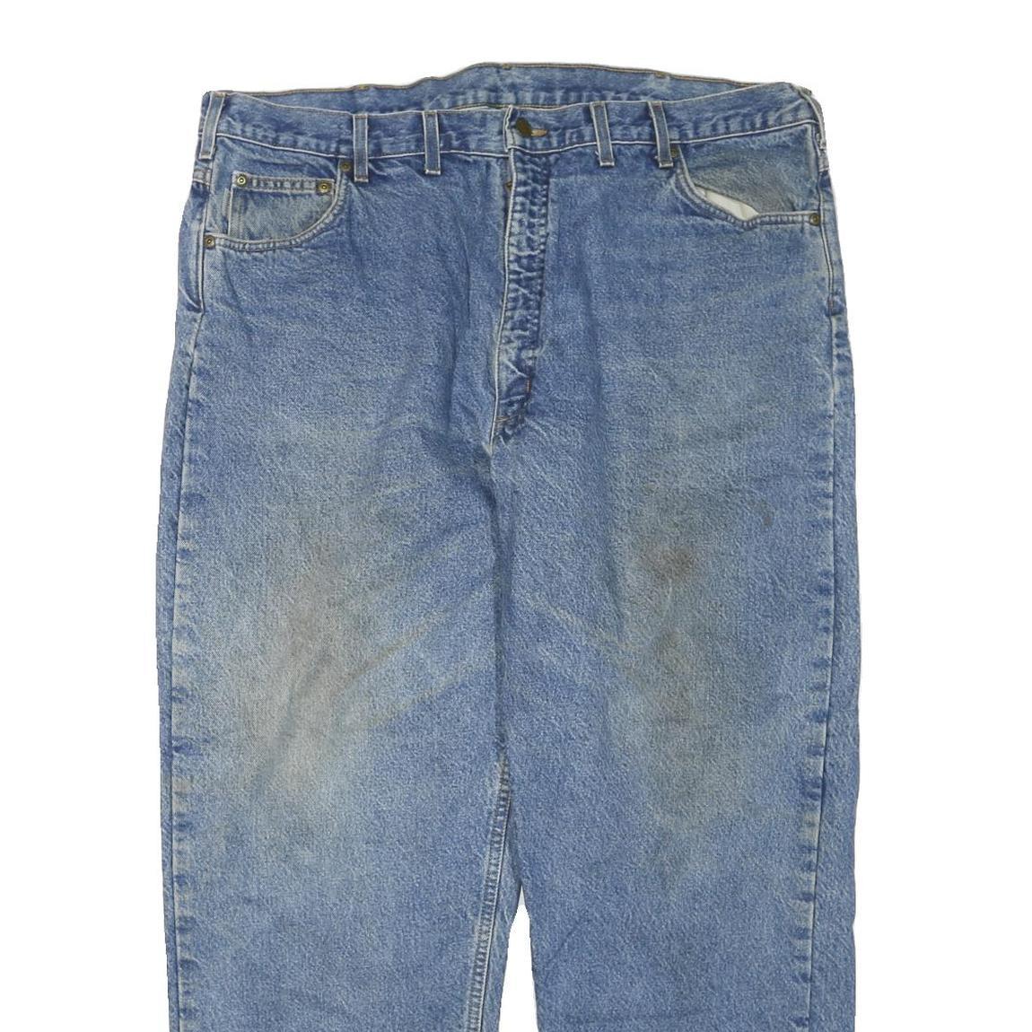 CARHARTT Mens Blue Regular Fit Straight Leg Denim Jeans W44 L30 Zip Closure