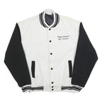 FRUIT OF THE LOOM Mens White & Black Department Of Justice Button Jacket L