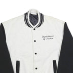 FRUIT OF THE LOOM Mens White & Black Department Of Justice Button Jacket L