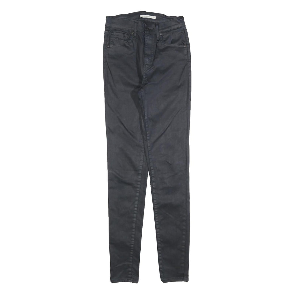 LEVI'S Womens Cotton Blend Black Slim Skinny Trousers W25 L32 Stylish Zip