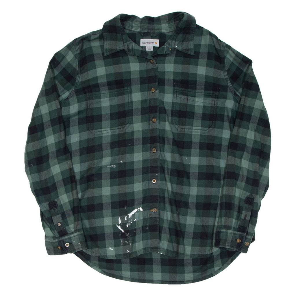 CARHARTT Womens Flannel Shirt Green Check Long Sleeve XL