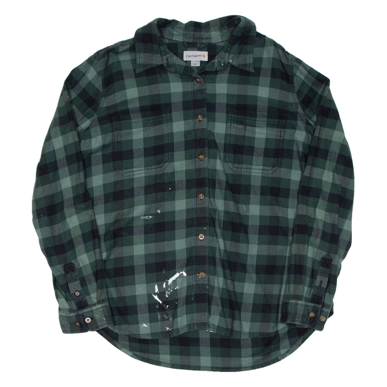 CARHARTT Womens Flannel Shirt Green Check Long Sleeve XL