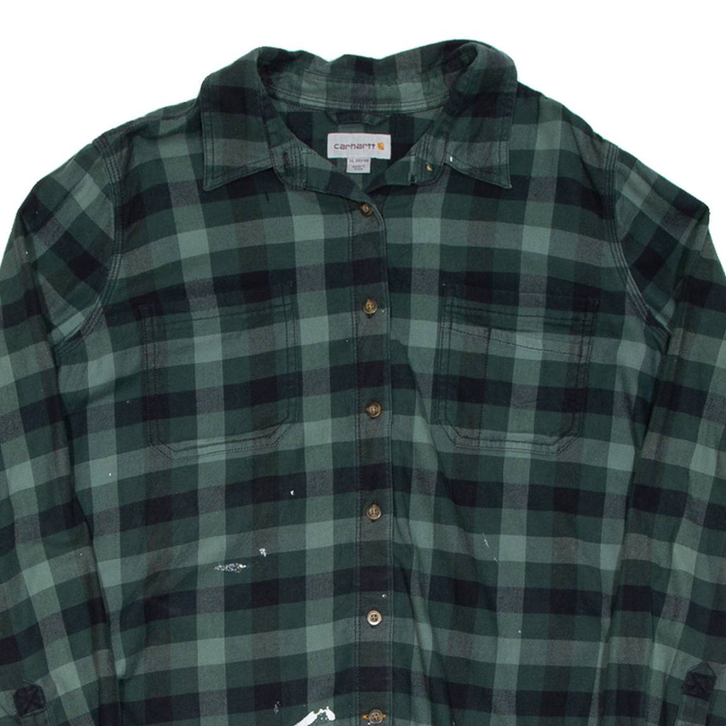 CARHARTT Womens Flannel Shirt Green Check Long Sleeve XL