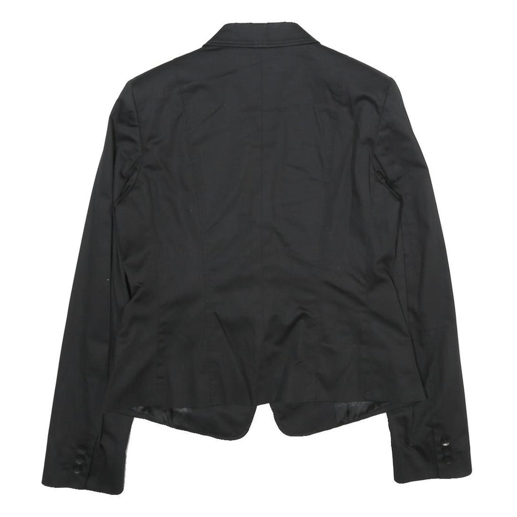 MAX MARA STUDIO Womens Black Cotton Blend Tailored Jacket UK 12 Button Plain