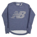 NEW BALANCE Womens Blue XS Crew Neck Sweatshirt Cotton Blend Pullover Logo