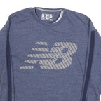 NEW BALANCE Womens Blue XS Crew Neck Sweatshirt Cotton Blend Pullover Logo