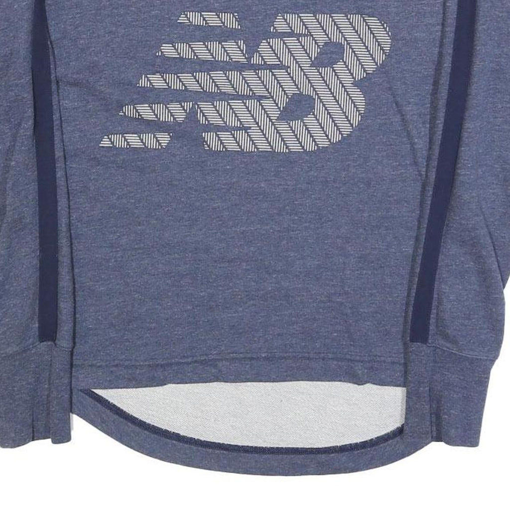NEW BALANCE Womens Blue XS Crew Neck Sweatshirt Cotton Blend Pullover Logo