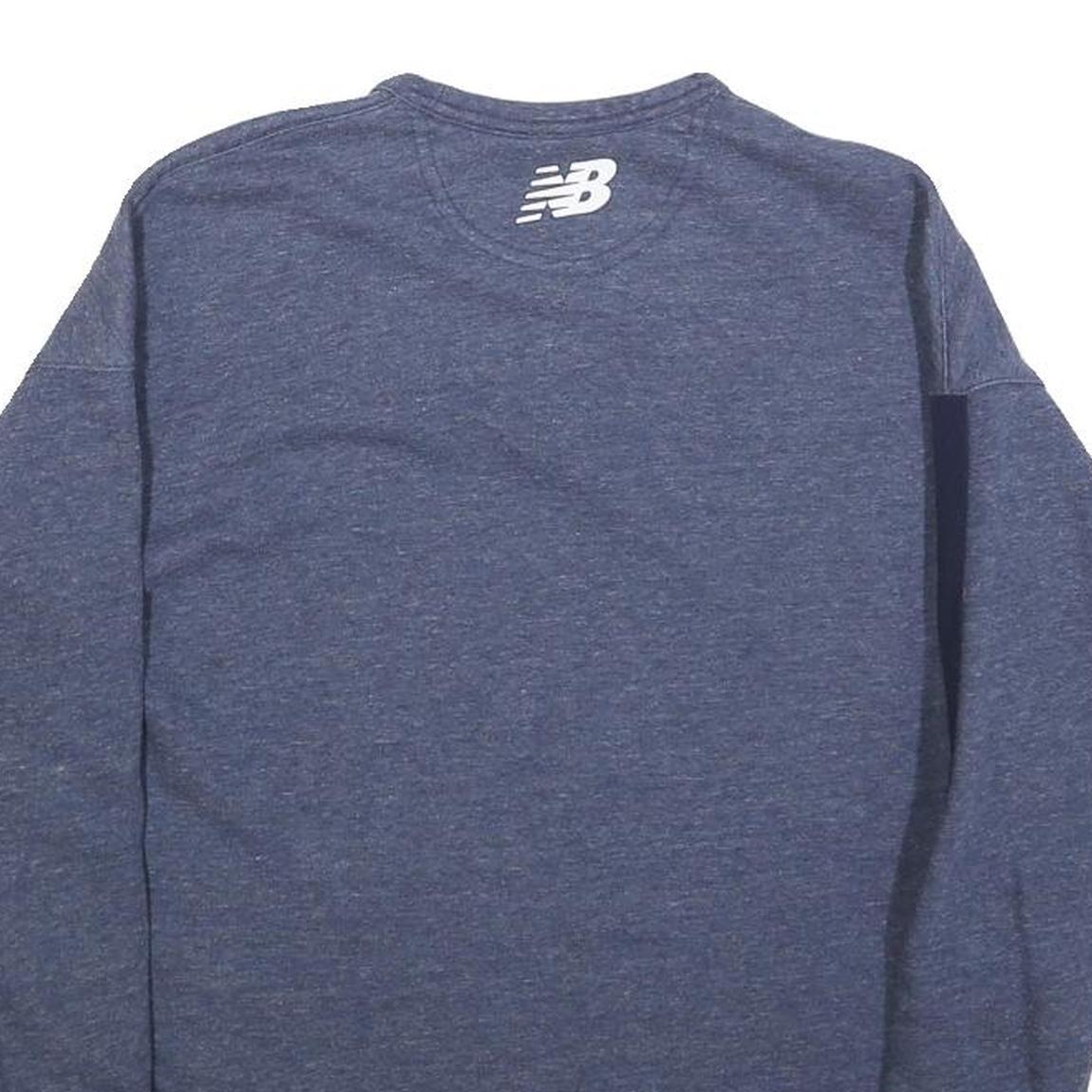 NEW BALANCE Womens Blue XS Crew Neck Sweatshirt Cotton Blend Pullover Logo