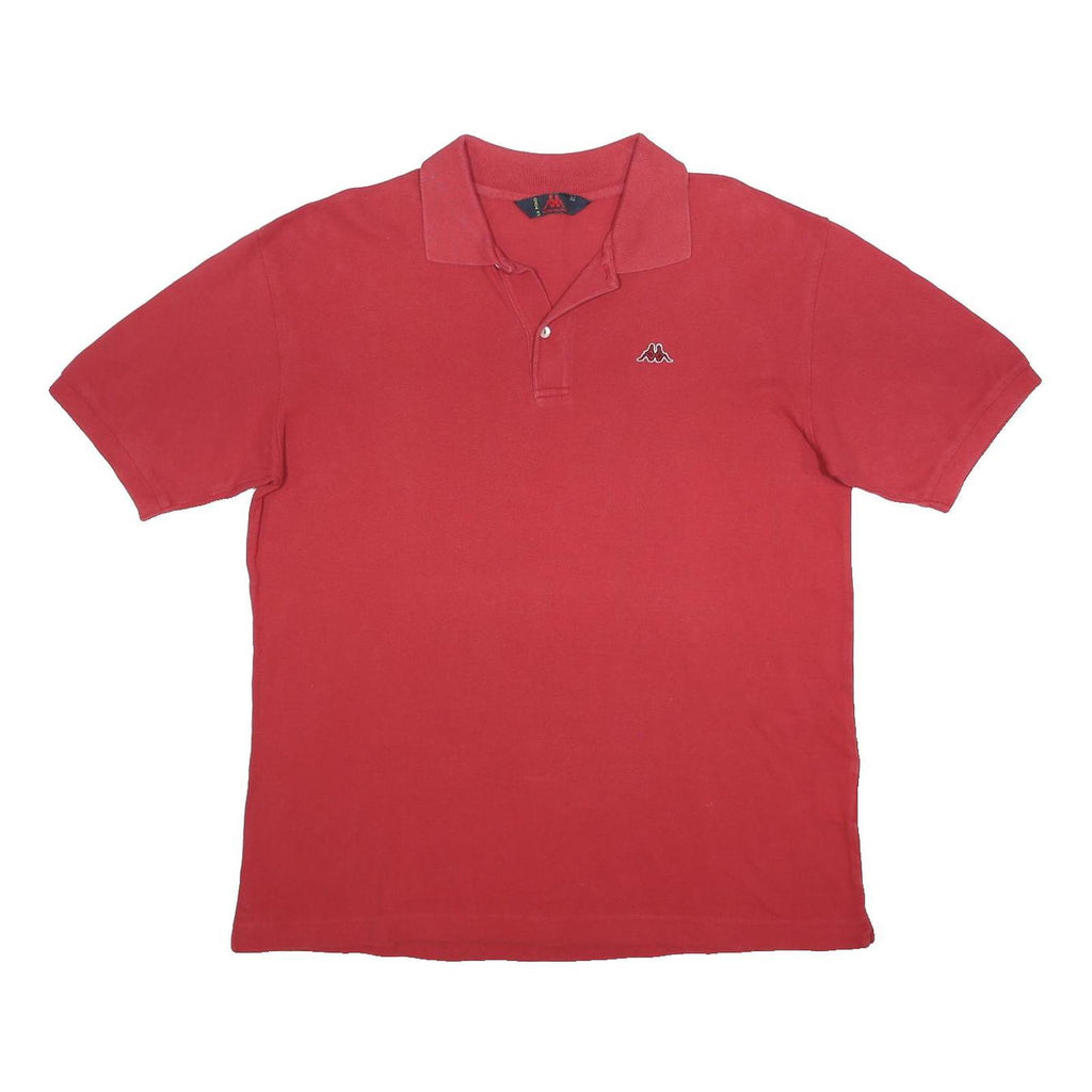 KAPPA Mens Red Short Sleeve Plain L Logo Cotton Polo Shirt Casual Summer