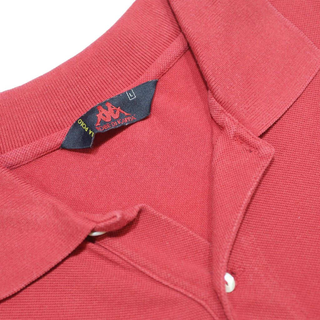 KAPPA Mens Red Short Sleeve Plain L Logo Cotton Polo Shirt Casual Summer