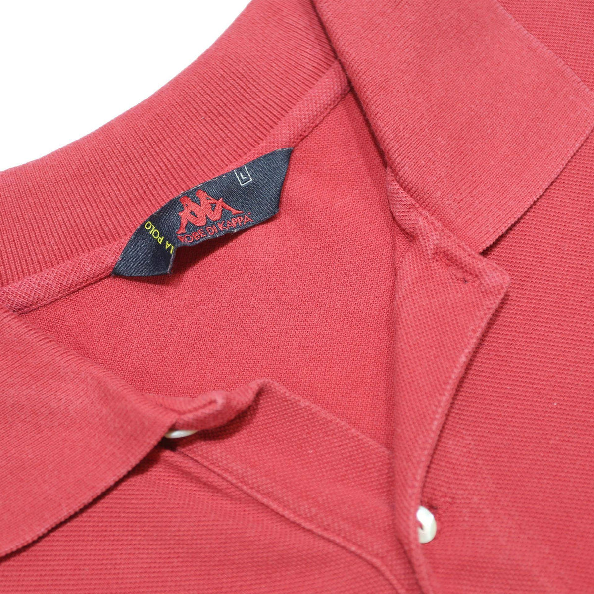 KAPPA Mens Red Short Sleeve Plain L Logo Cotton Polo Shirt Casual Summer