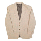 Mens Beige Check Wool Blend Classic Button Jacket M Tailored Blazer