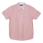 TOMMY HILFIGER Mens Red & White Striped Shirt M Button Down Casual
