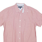 TOMMY HILFIGER Mens Red & White Striped Shirt M Button Down Casual