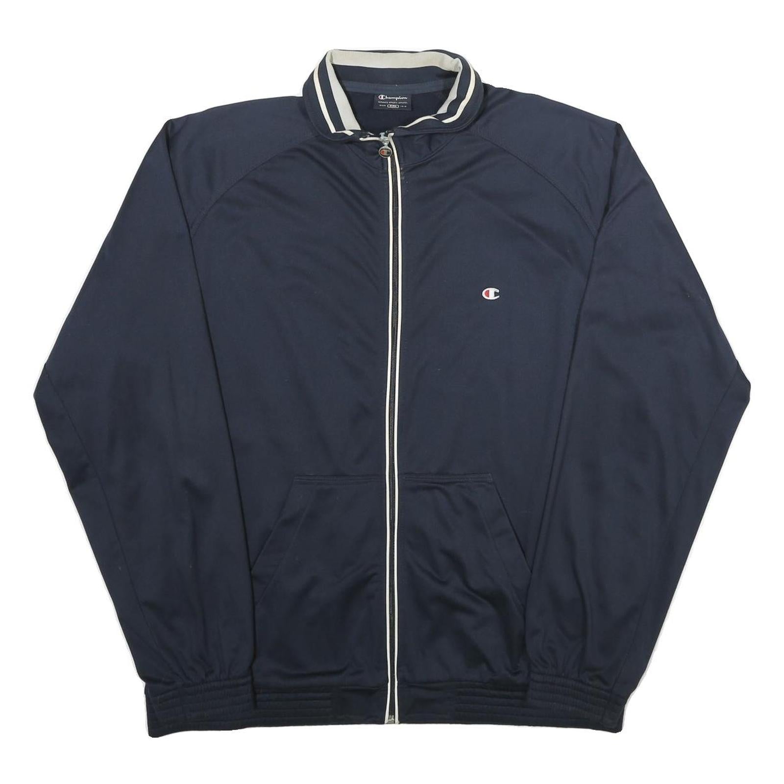 CHAMPION Mens Navy Blue Zip Jacket 2XL Polyester Sportswear Track Casual