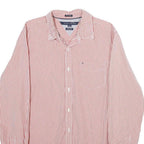 TOMMY HILFIGER Mens Red & White Check Shirt M Long Sleeve Cotton Classic Fit