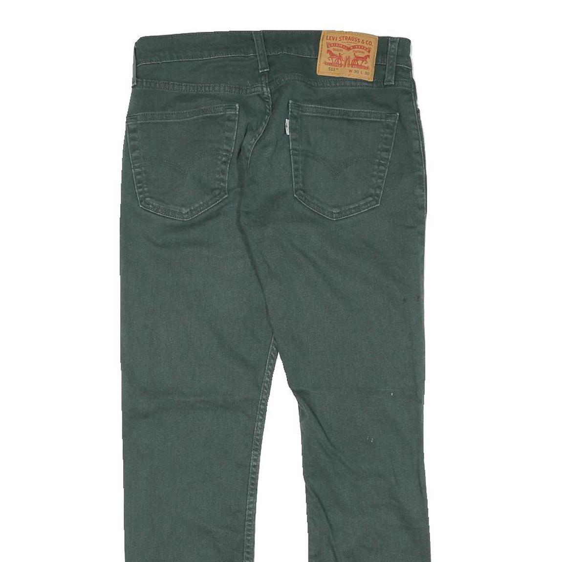 LEVI'S Mens Cotton Blend Green Slim Tapered Trousers W29 L27 Classic Zip Closure