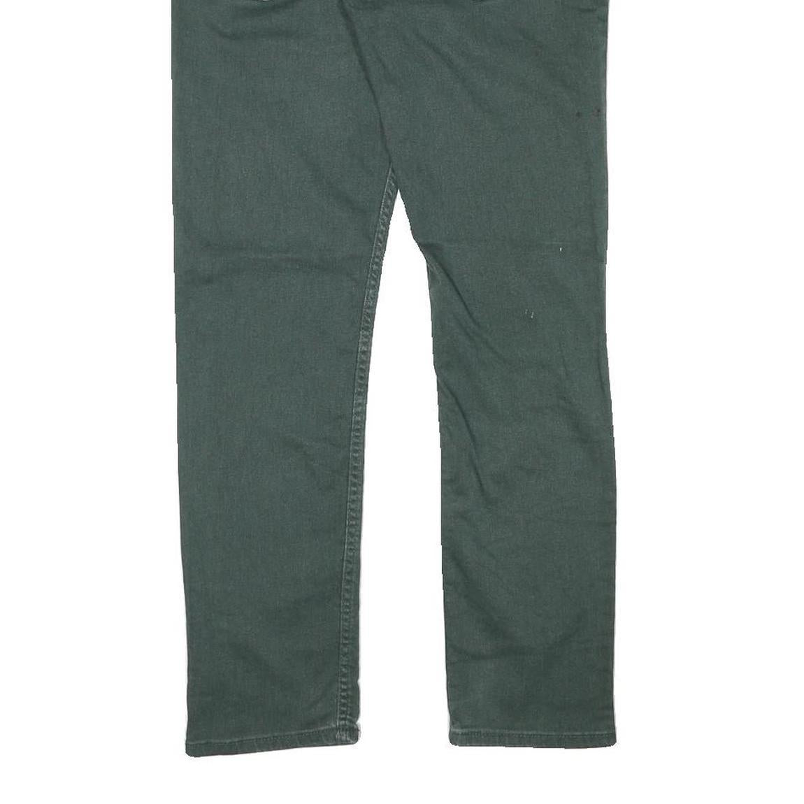 LEVI'S Mens Cotton Blend Green Slim Tapered Trousers W29 L27 Classic Zip Closure