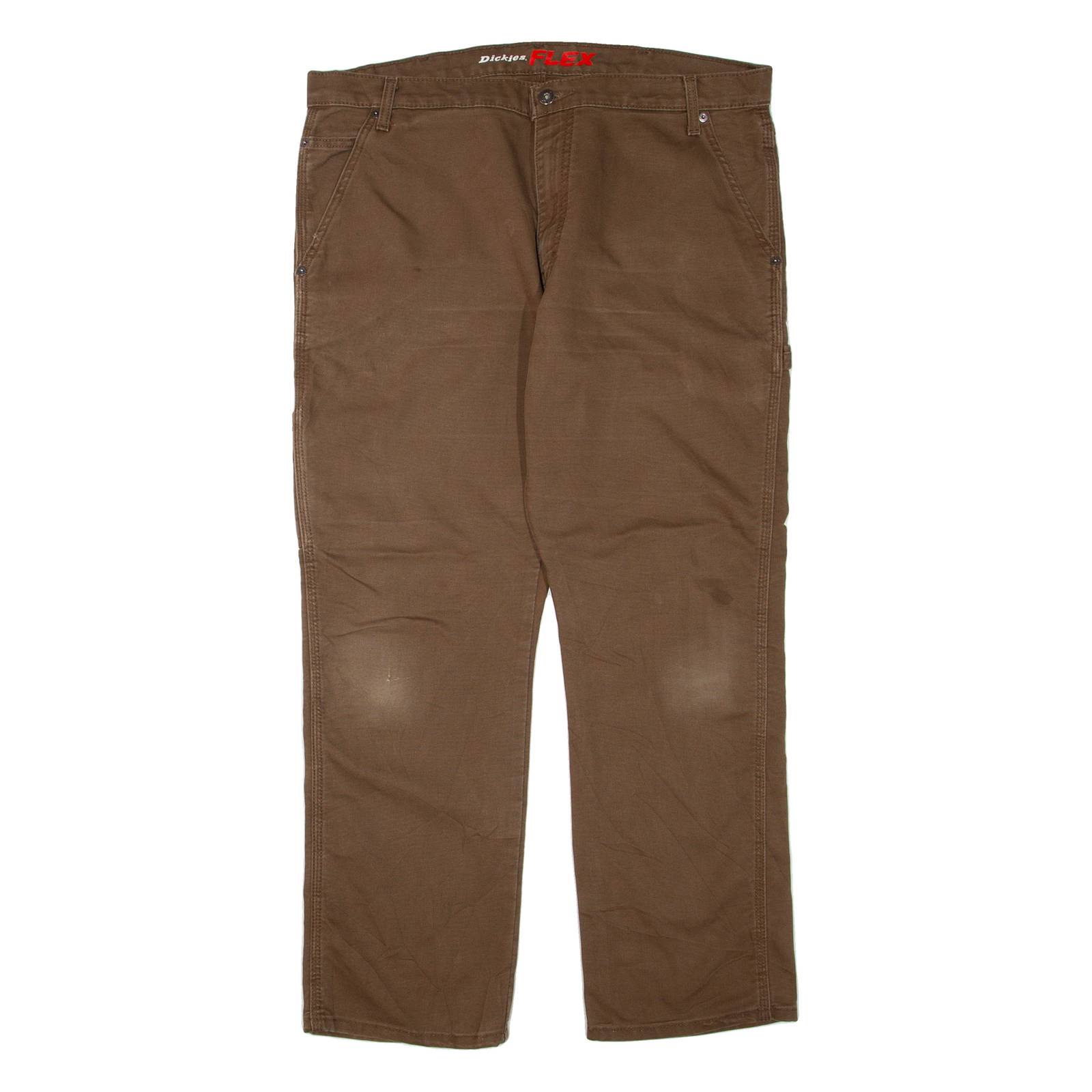 DICKIES Flex Mens Trousers Brown Regular Straight W38 L30