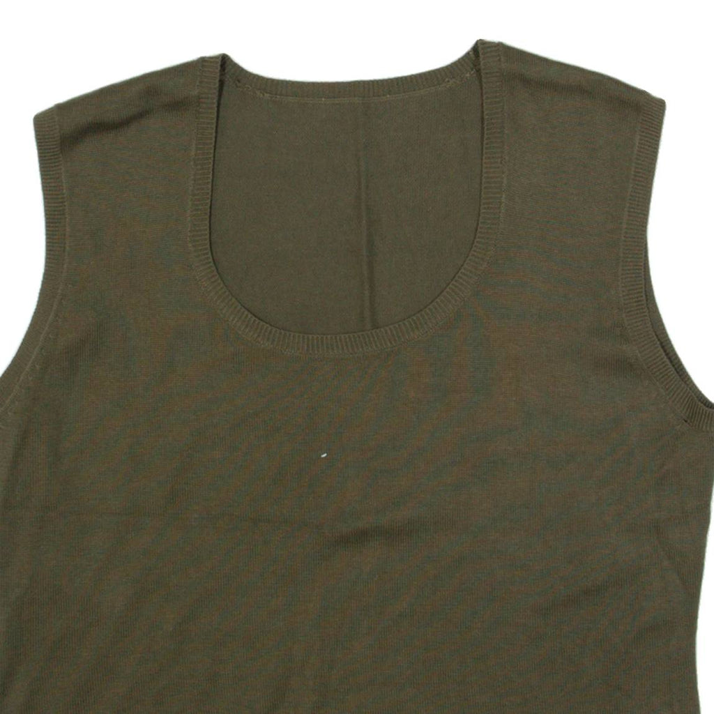 Mens Vest Green Tight Knit Sleeveless M