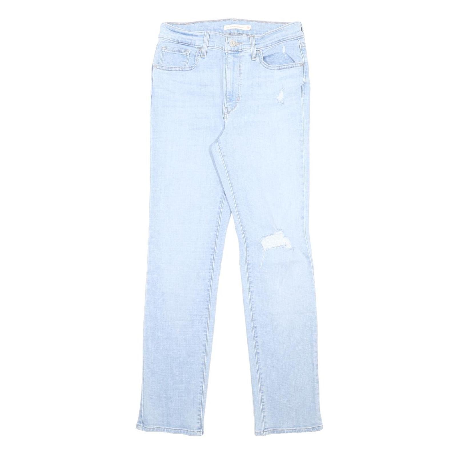 LEVI'S 724 Womens Jeans Blue Slim Skinny Denim Light W28 L30 Distressed