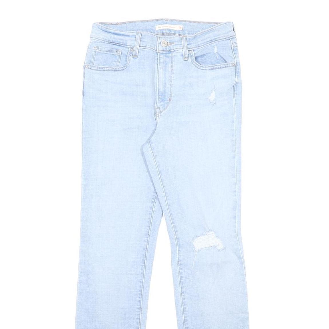 LEVI'S 724 Womens Jeans Blue Slim Skinny Denim Light W28 L30 Distressed