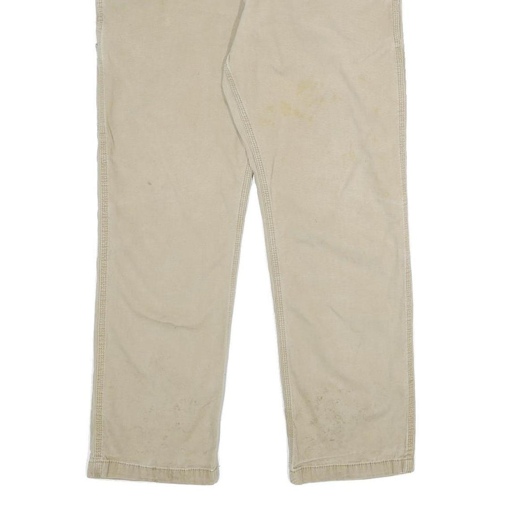 CARHARTT Mens Cotton Blend Beige Relaxed Straight Trousers W36 L30 Workwear Zip