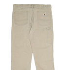 CARHARTT Mens Cotton Blend Beige Relaxed Straight Trousers W36 L30 Workwear Zip