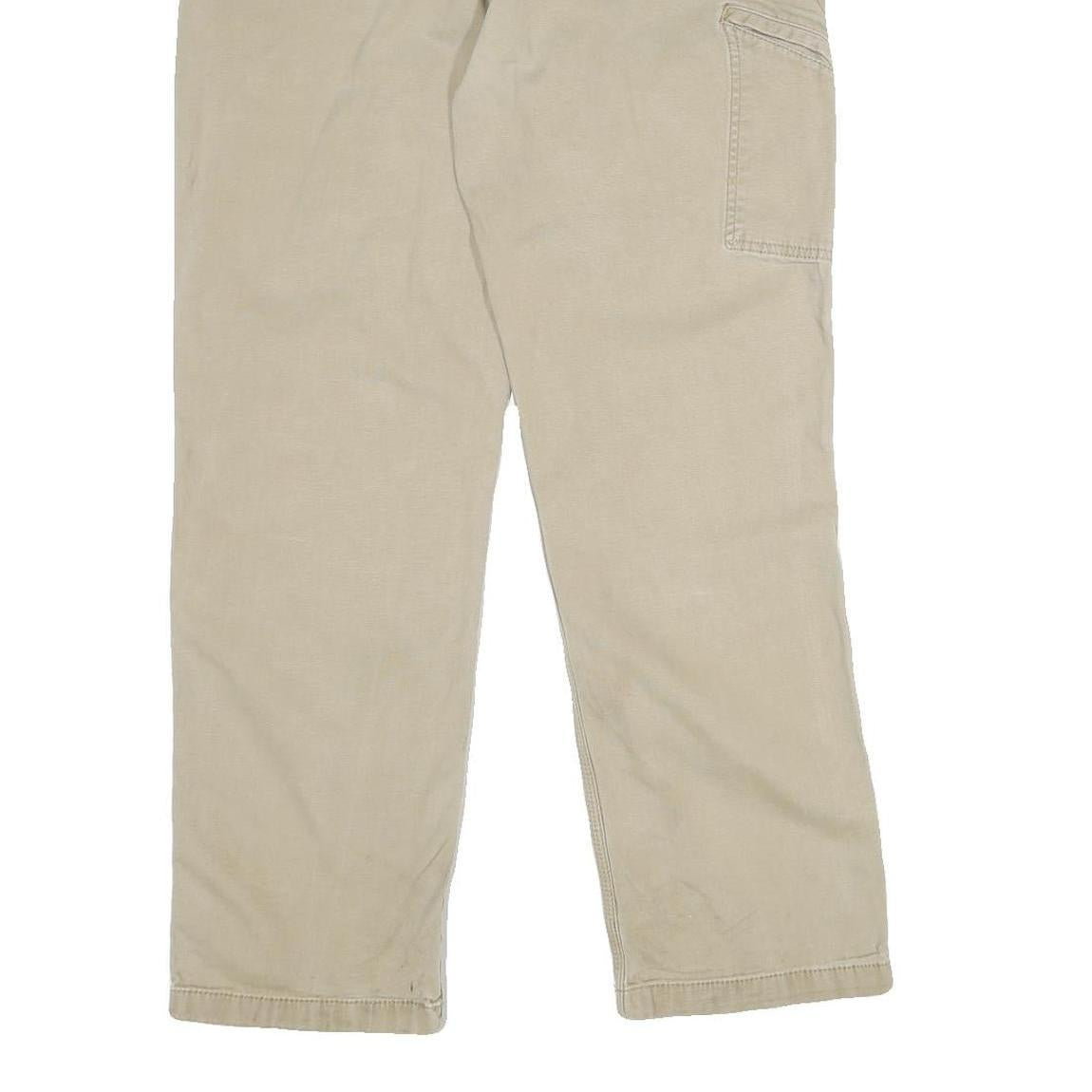 CARHARTT Mens Cotton Blend Beige Relaxed Straight Trousers W36 L30 Workwear Zip