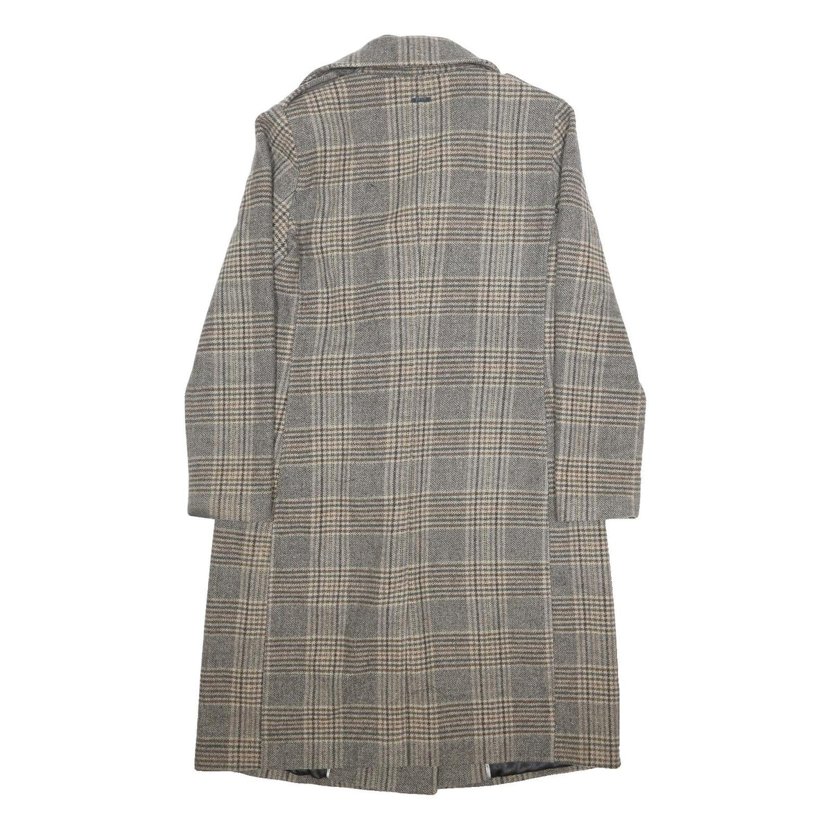 DKNY Womens Grey & Tan Checked Double Breasted Jacket M Polyester Blend