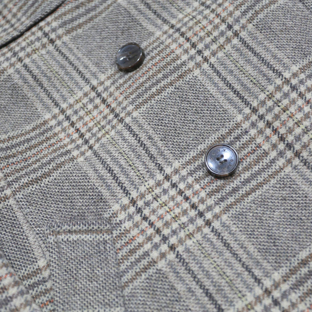 DKNY Womens Grey & Tan Checked Double Breasted Jacket M Polyester Blend