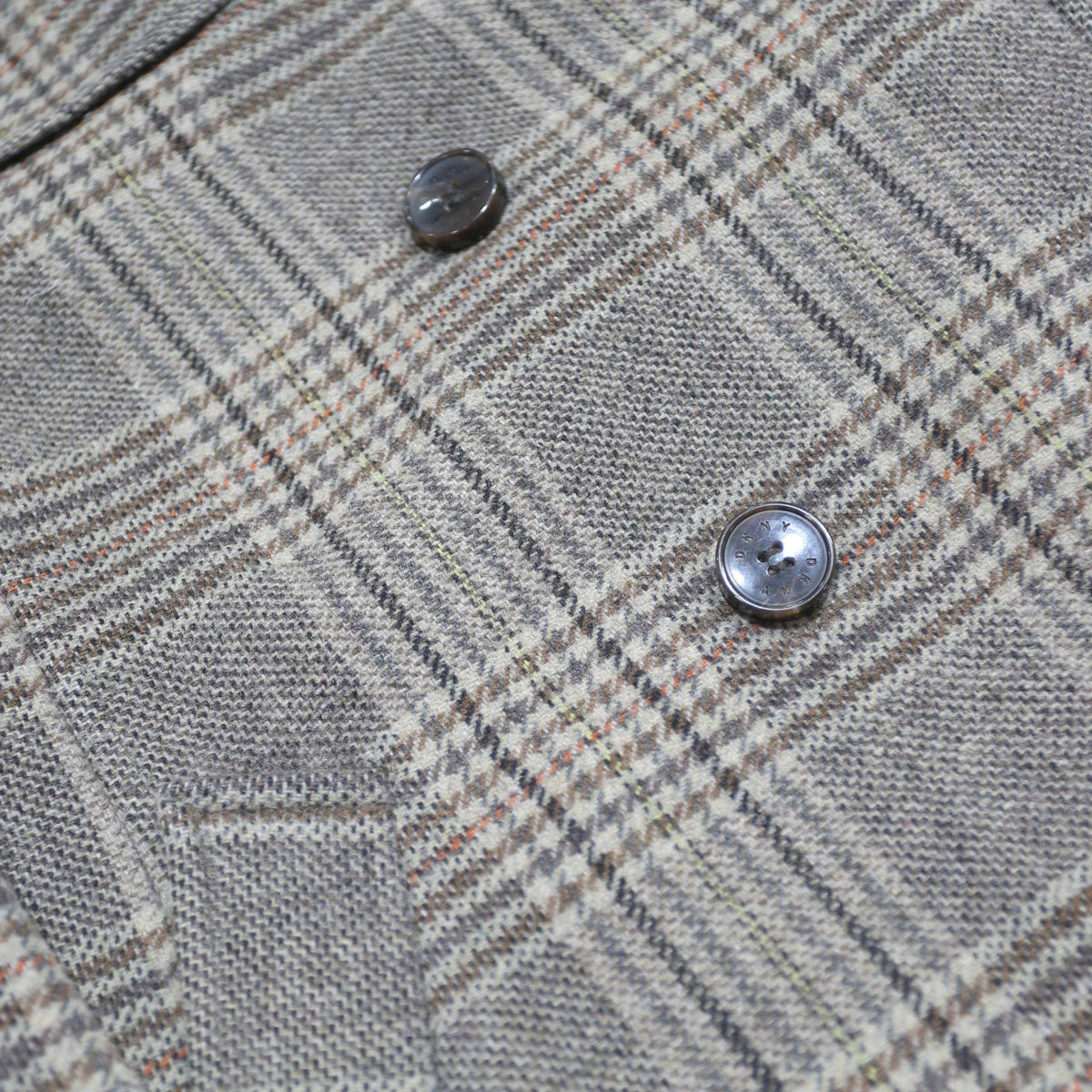 DKNY Womens Grey & Tan Checked Double Breasted Jacket M Polyester Blend