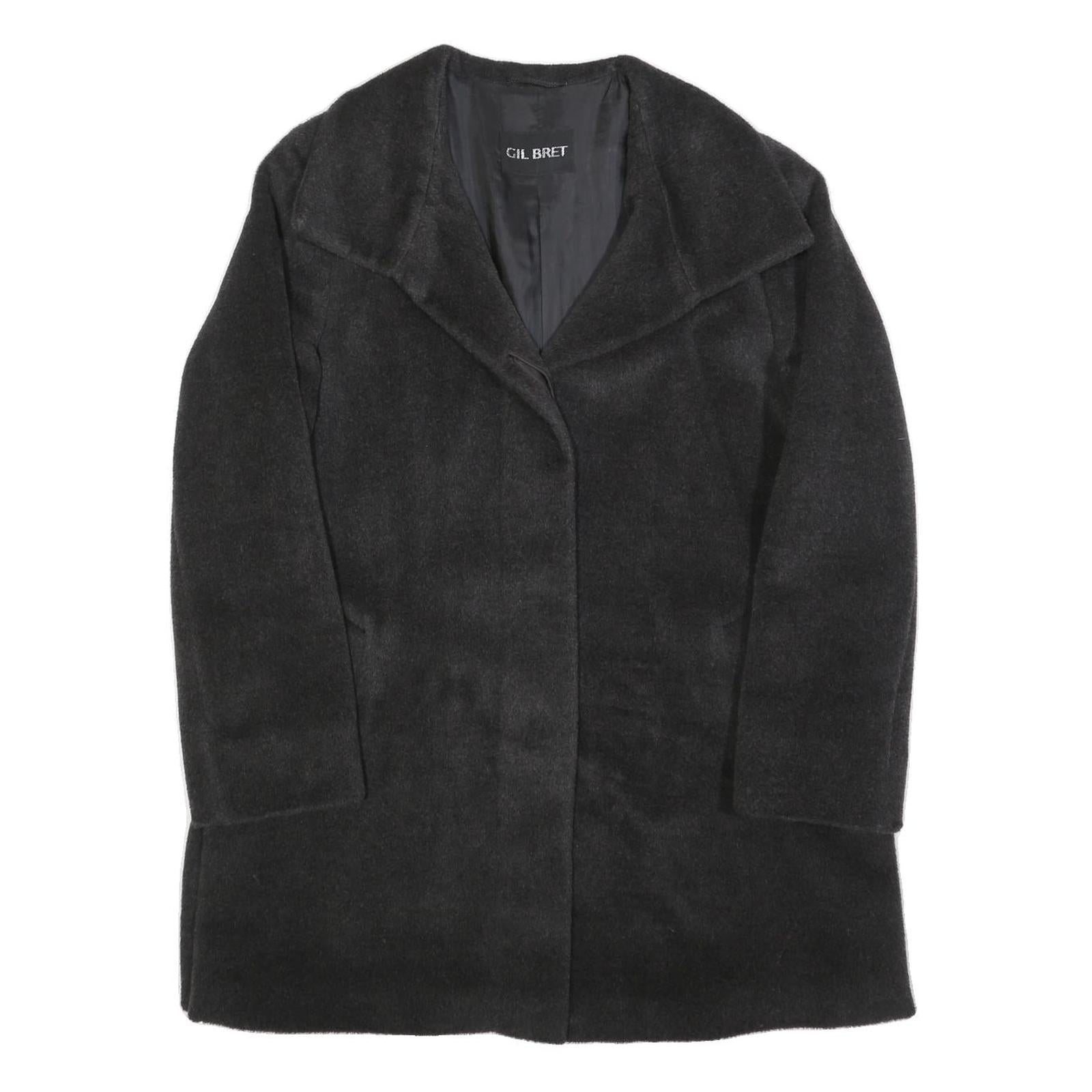 GIL BRET Womens Black Wool Blend Button Jacket M Classic Warm Outerwear