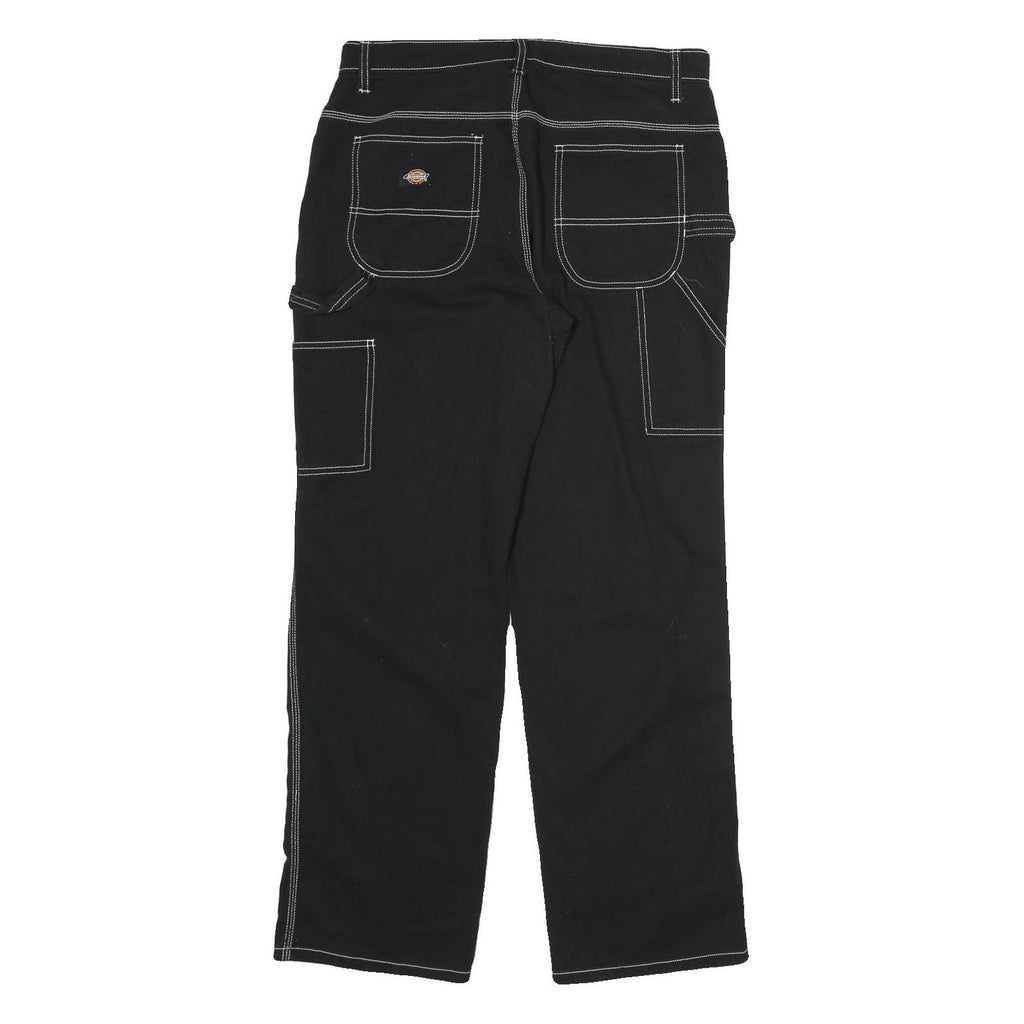 DICKIES Mens Black Cotton Regular Straight Trousers W32 L32 Workwear Utility