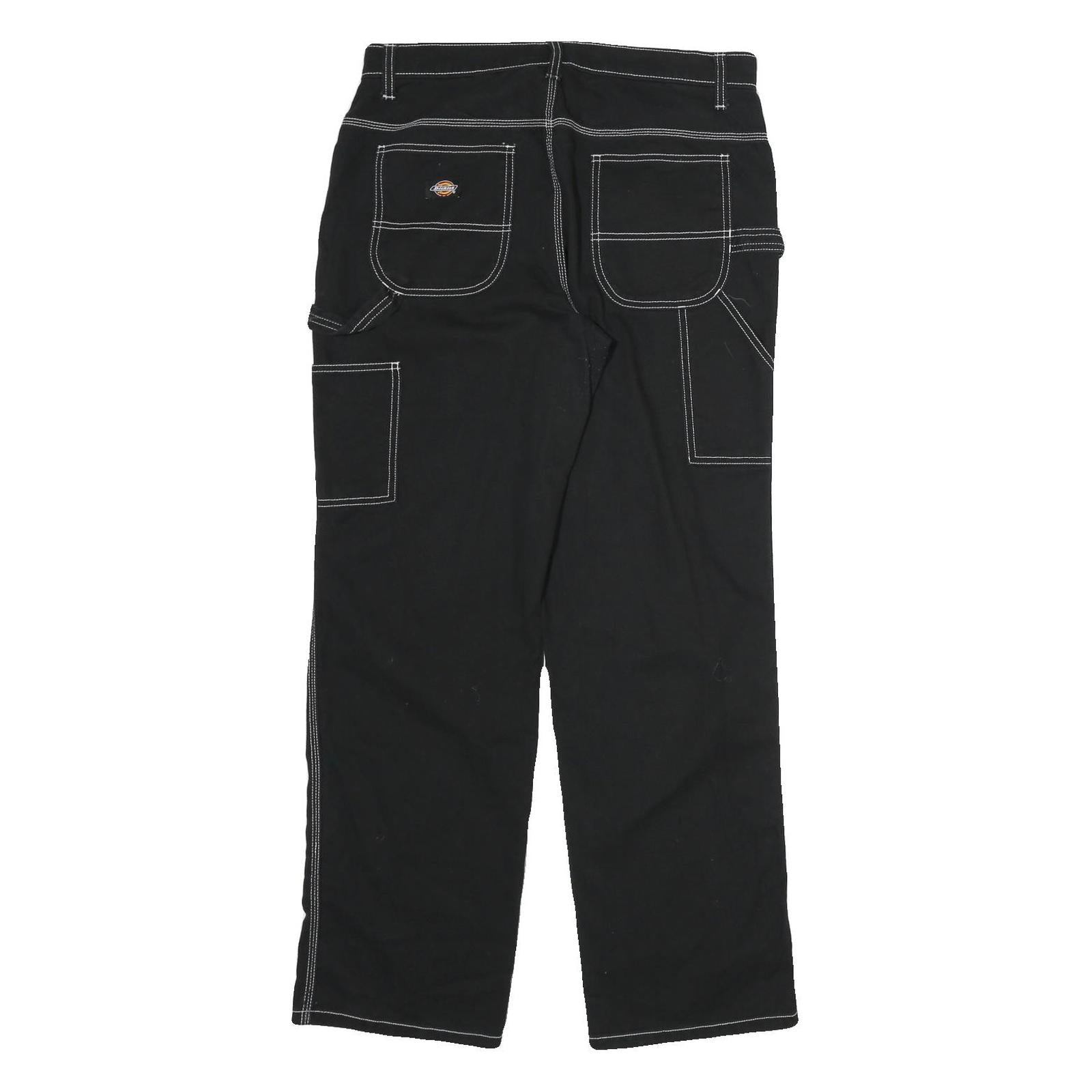 DICKIES Mens Black Cotton Regular Straight Trousers W32 L32 Workwear Utility