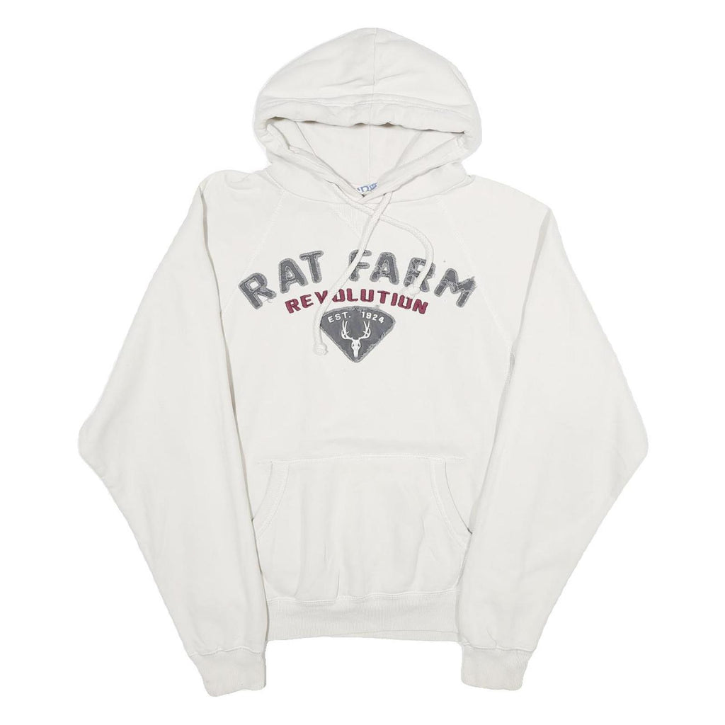 BLUE 84 Mens White Rat Farm Revolution Pullover Hoodie S Cotton Blend