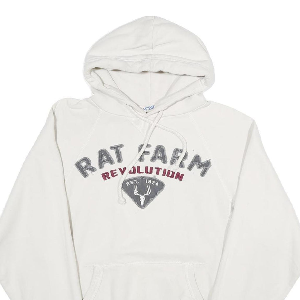 BLUE 84 Mens White Rat Farm Revolution Pullover Hoodie S Cotton Blend