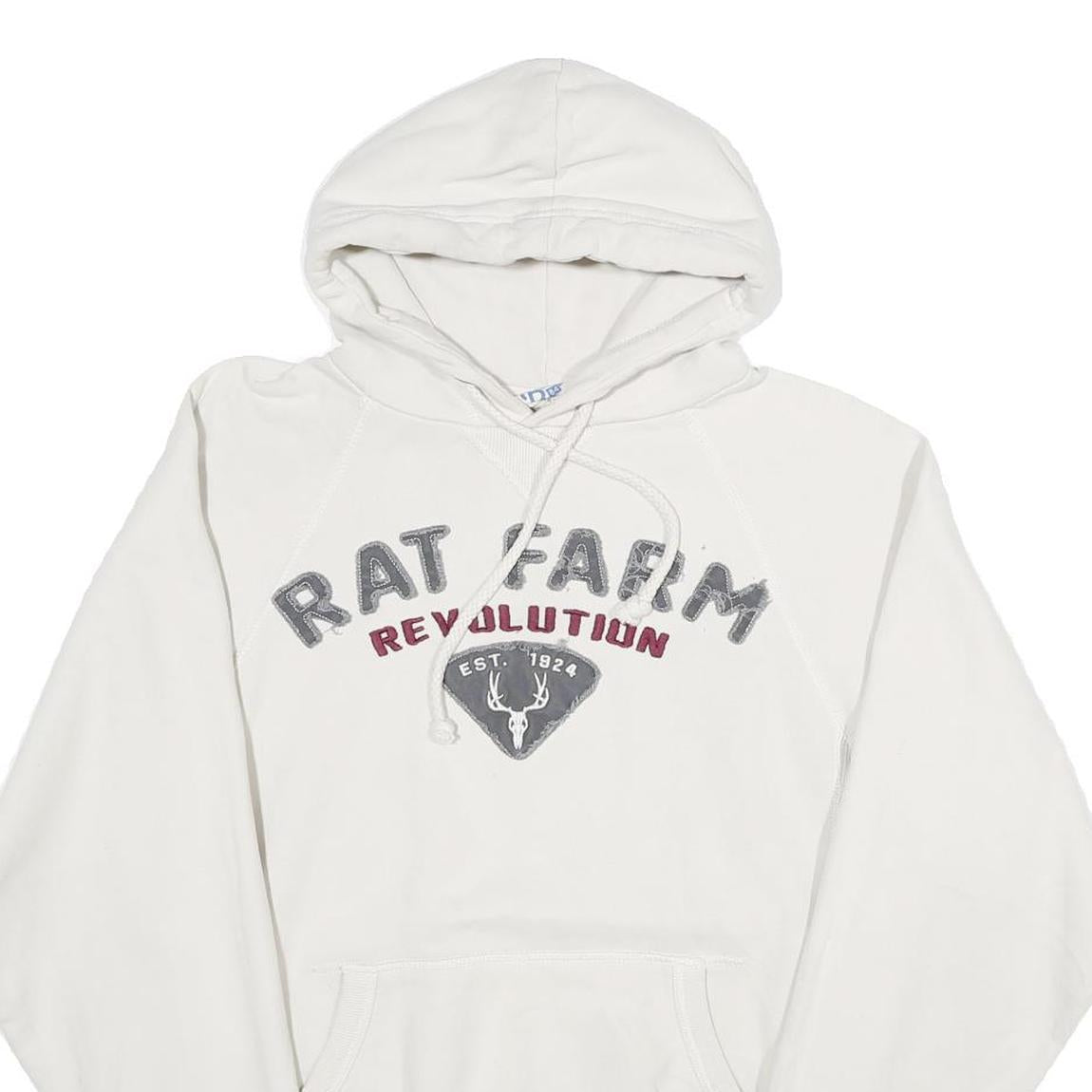 BLUE 84 Mens White Rat Farm Revolution Pullover Hoodie S Cotton Blend