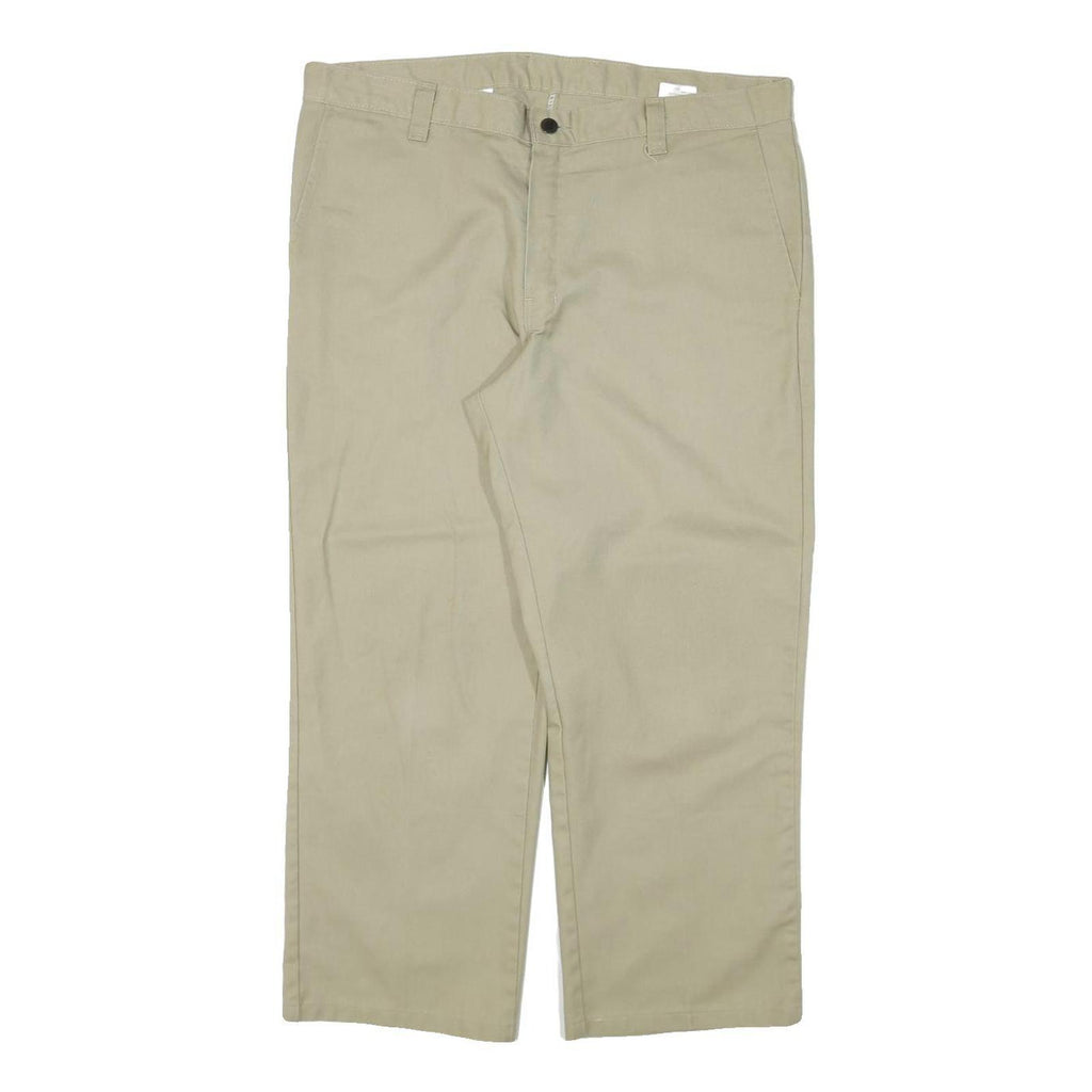 DICKIES Mens Cotton Blend Beige Regular Straight Trousers W38 L26 Workwear Zip