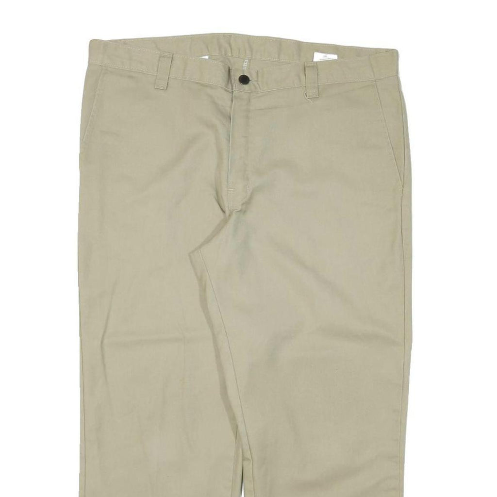 DICKIES Mens Cotton Blend Beige Regular Straight Trousers W38 L26 Workwear Zip
