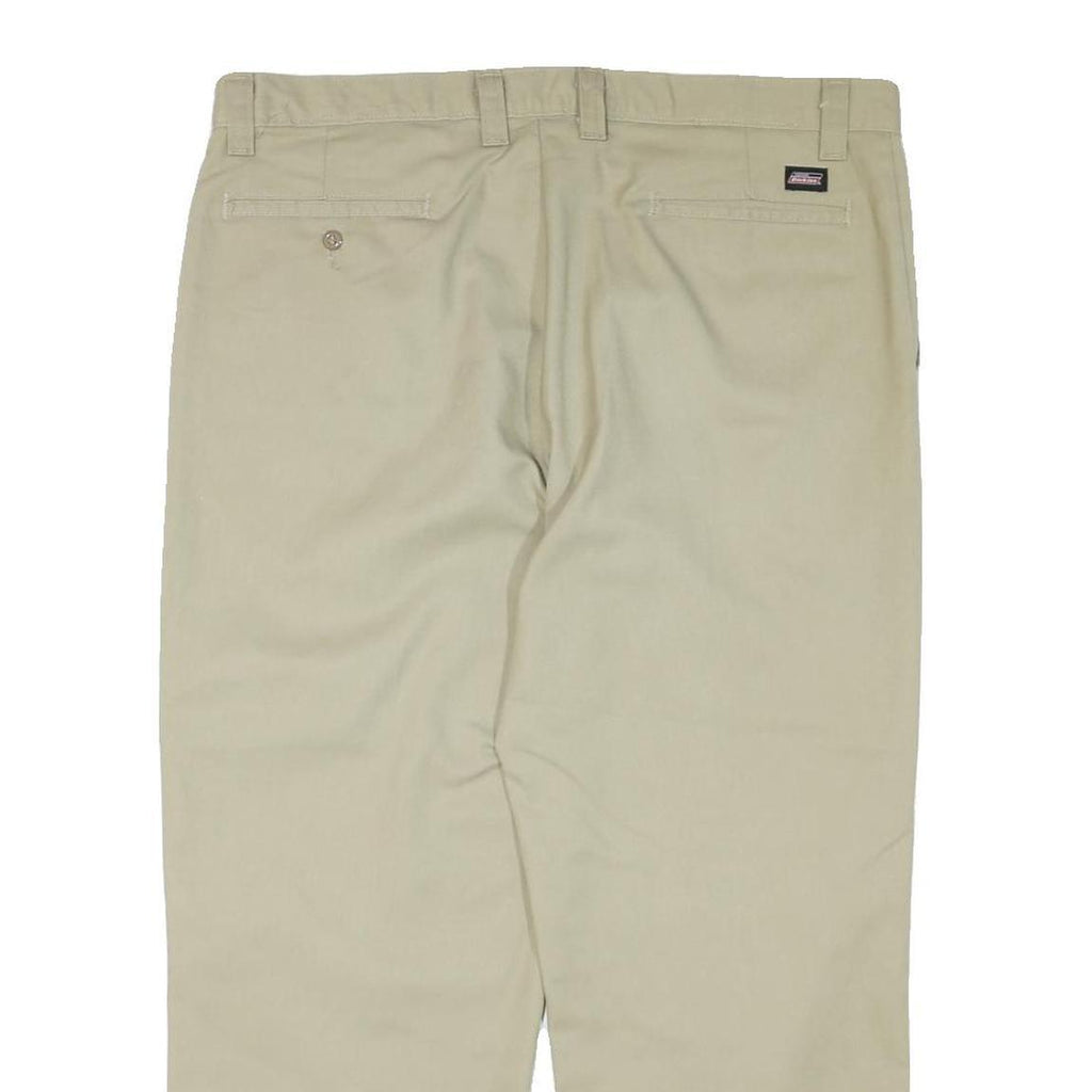 DICKIES Mens Cotton Blend Beige Regular Straight Trousers W38 L26 Workwear Zip