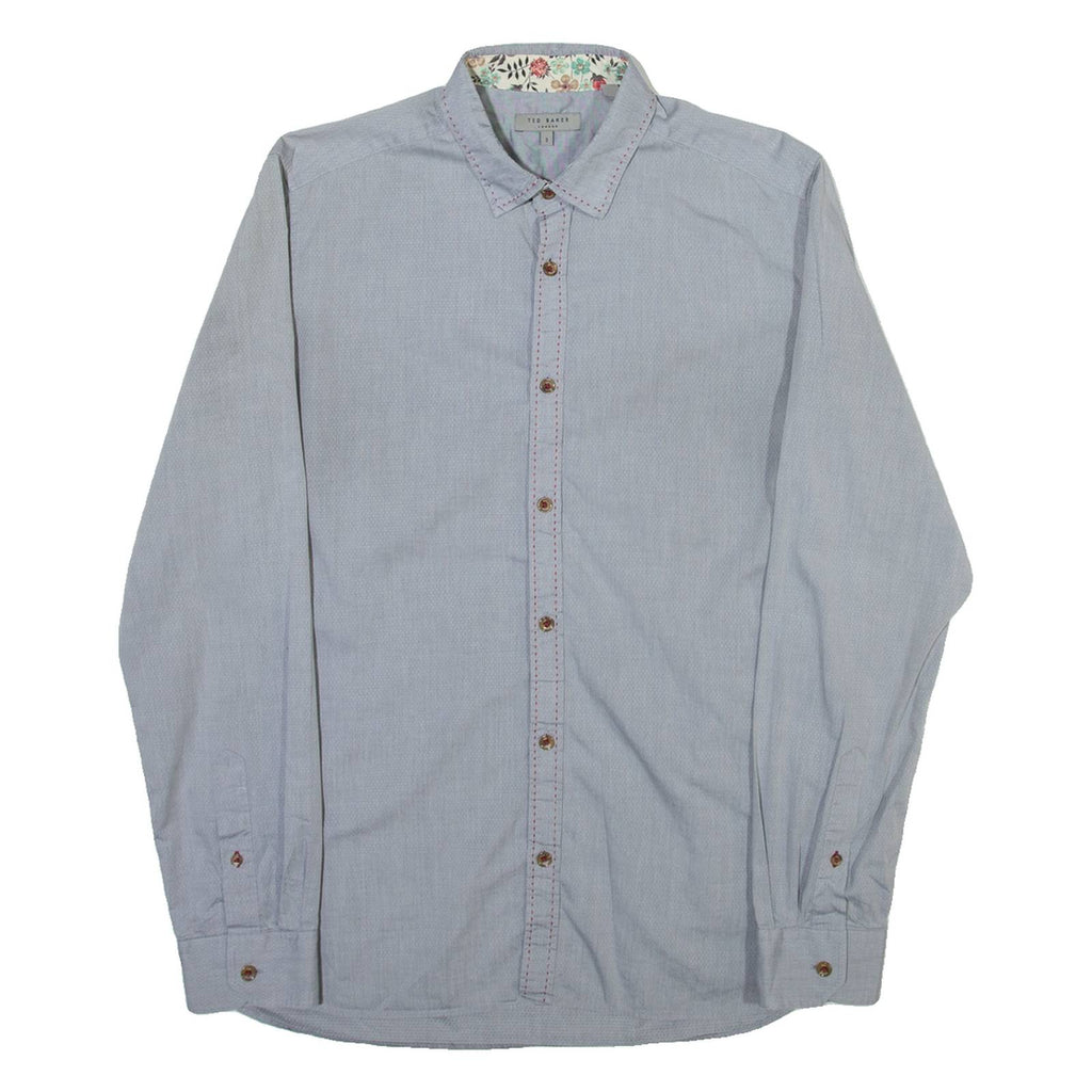 TED BAKER Mens Plain Shirt Grey Long Sleeve M