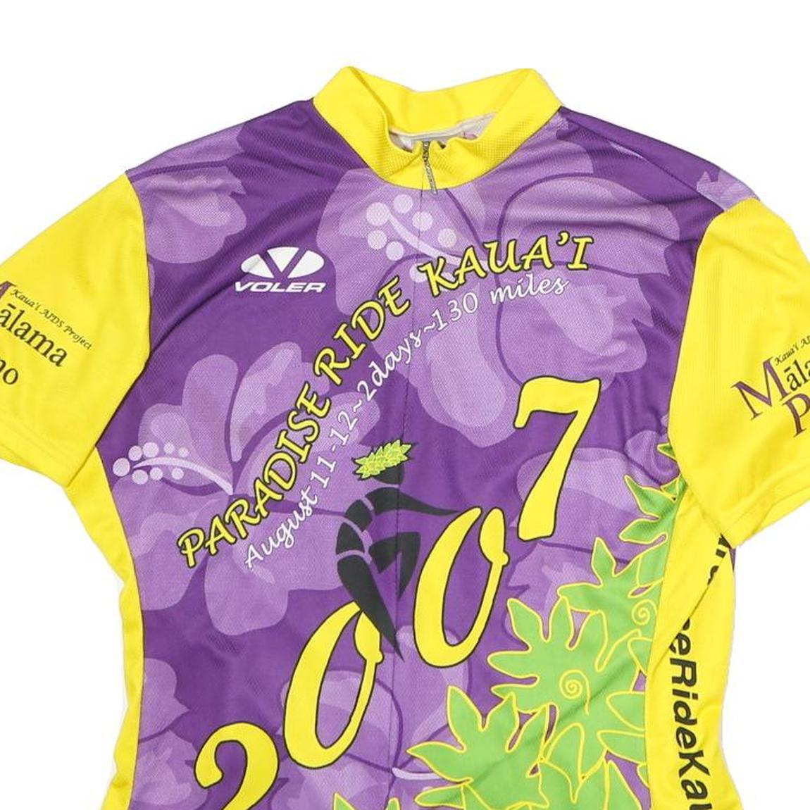 VOLEA Mens Purple & Yellow Graphic T-Shirt M Short Sleeve Crew Neck Paradise
